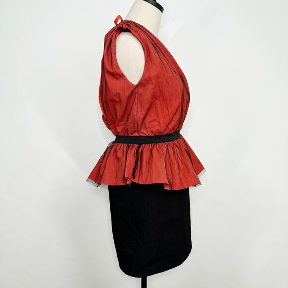 NWT Melissa Taffeta Peplum Dress Orange Black Tulle Mini Party Cocktail Size M - Picture 4 of 8